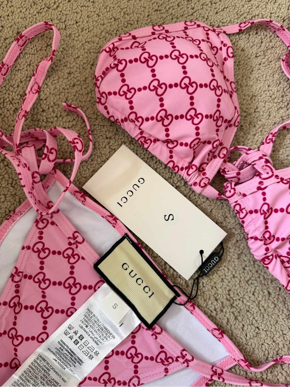 Gucci Pink and Red Logo Kids One-Piece Swimsuit